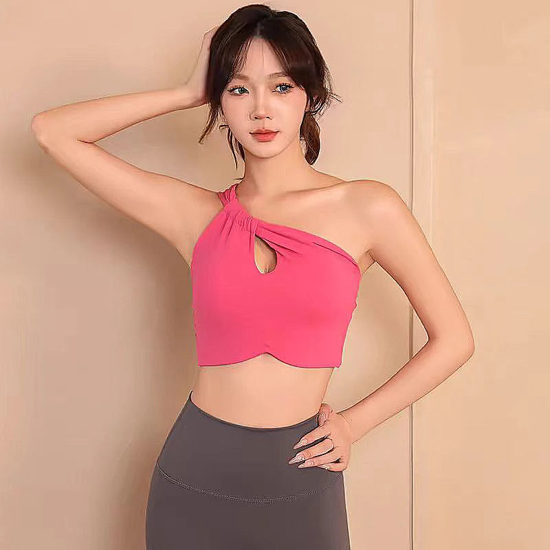 Women Yoga Bra Sexy Slant Strap Fashion Sports Bras Yoga Top Vest Yoga Gym Bra outdoor Sport Running Fitness Sport Underwear Aviola