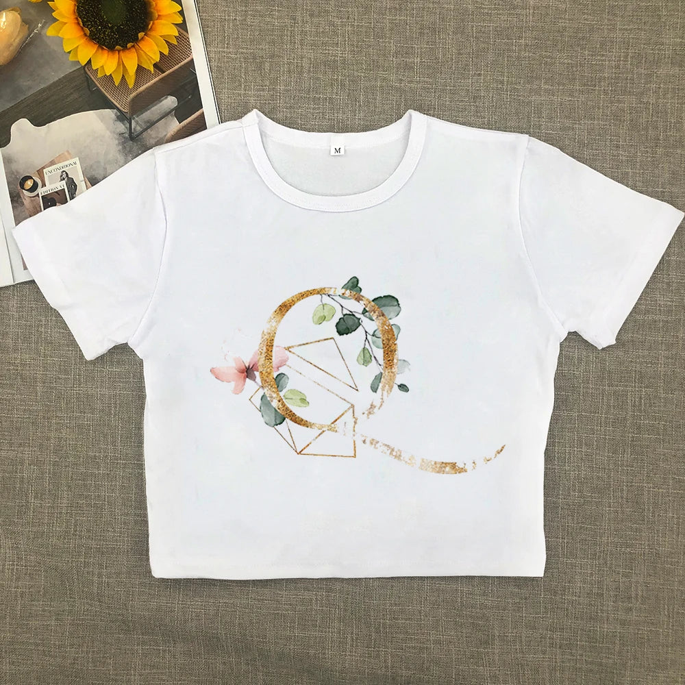 2024 Europe and the United States new printed art letter short sleeve women with street women T-shirt Y2K Aviola