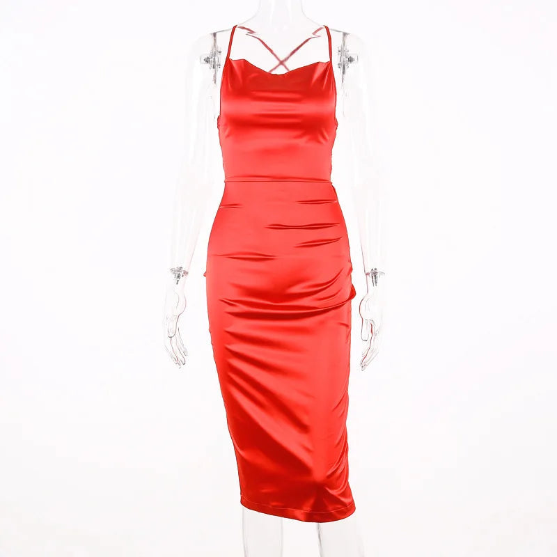 Y2K Cross border Women's Dress Foreign Trade Sexy Nightclub Dress Summer Satin Fashion Women's Dress Aviola