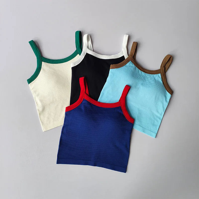 2024 New Sexy Sports Bras Women Fitness Vest Sports Top Tank Top Push Up Bra Running Fitness Breathable Stitching Color Yoga Bra Aviola