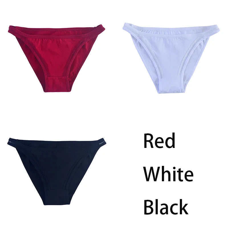 3Pcs/set Women Cotton Panties Female Mesh Underpants Solid Color Bikini Briefs Underwear Ladies Sexy Panty Girls Lingerie Aviola
