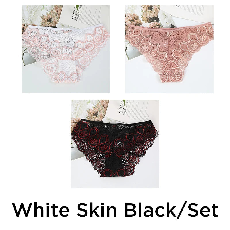 3PCS/Set Lace Panty Sexy Weave Panties for Women Floral Briefs Female Underwear Printed Underpants Fashion Sexy Lingerie NKT2135 Aviola