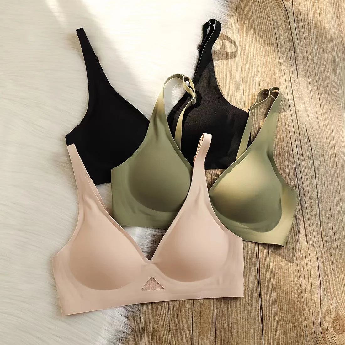 3pcs/Lot Seamless Bras for Women Push Up Brasiere Deep V Bralette Comfort Nonwire Underwear Female Invisible Bra Sexy Lingerie Aviola