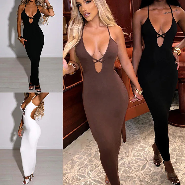 Y2K popular cross-border European and American women's summer bandage sexy Hip Wrap Dress Black Aviola
