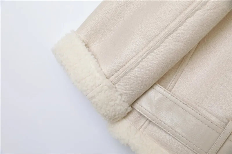 RARF The new  women's jacket with extra thick warm and extra thick lamb feather rider jacket with artificial fur Aviola