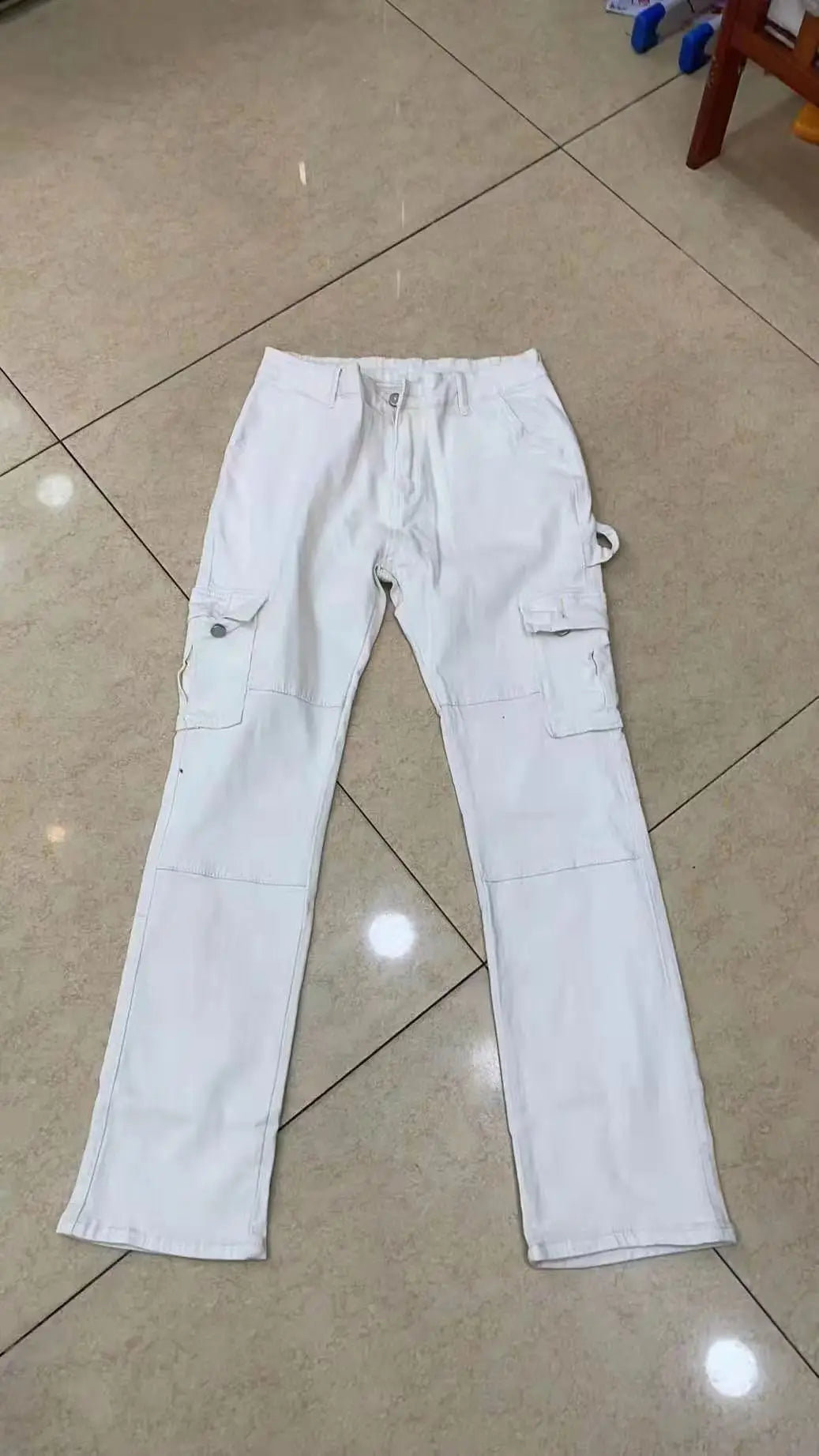 Women Jeans Spliced Cargo Denim Pants Ankle Length Jean Pockets High Waist Washed Loose Solid Straight Pant Basics Casual Aviola