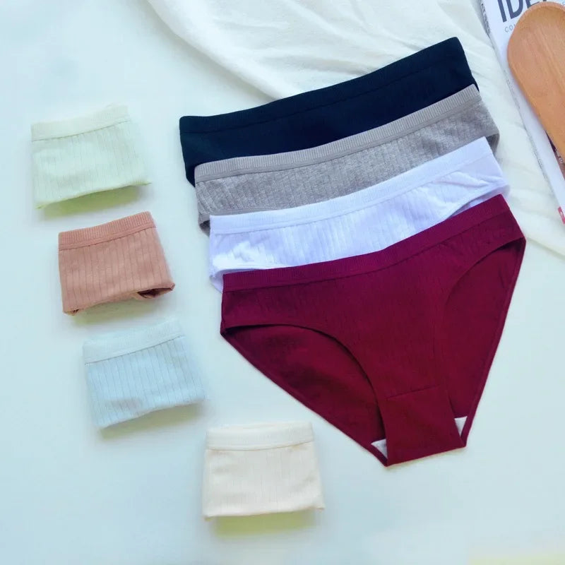 5Pcs/Set Cotton Panties Women Briefs Female Underpants Solid Color Seamless Underwear M-XL Sexy Lingerie Comfort Intimates Aviola