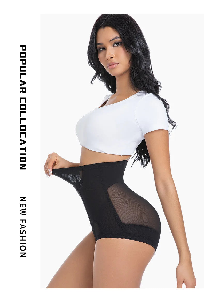 Women’s Waist Control Shapewear Panty with 3-Row Hooks Double Tummy Compression Mesh Butt Lifter High Waist Slimming Body Shaper Aviola