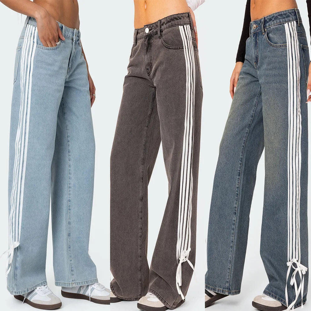 Denim Pant Women Jeans Wide Leg Long Pants Y2k Streetwear High Waist Casual Straight Trousers Elegant Mom Jeans Work 2025 Aviola