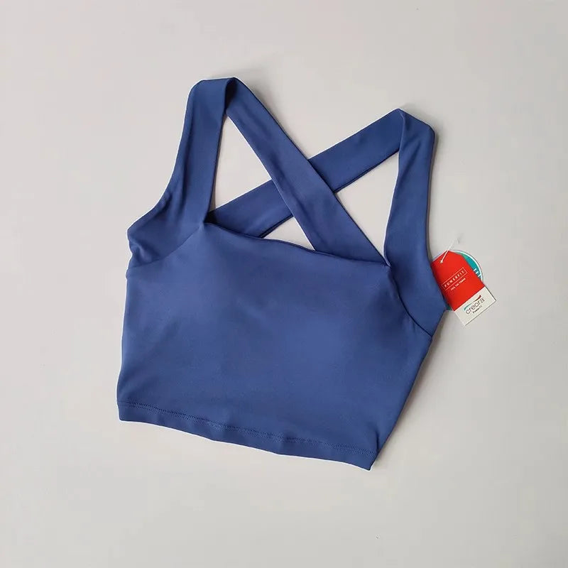 Women Cross Strap Sports Bra Top High impact Push Up Running Bras Sport Bra Yoga Gym Crop Top Brassiere Fitness Top Sport Bra Aviola