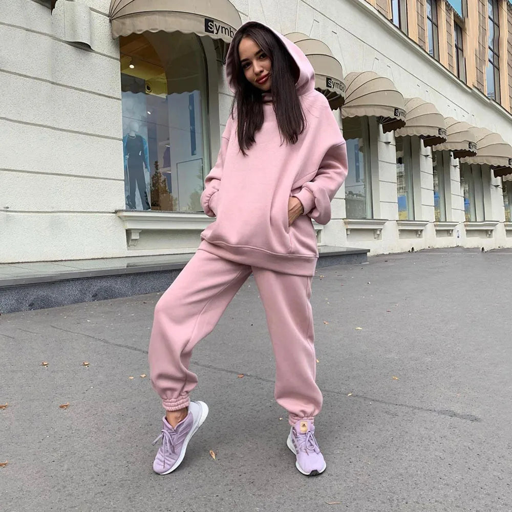 autumn tracksuit outfit set Women Two Piece Set hoodies Hooked Leisure Wide Leg Long Pants Sets Slim Fit Office Ladies Autumn Aviola