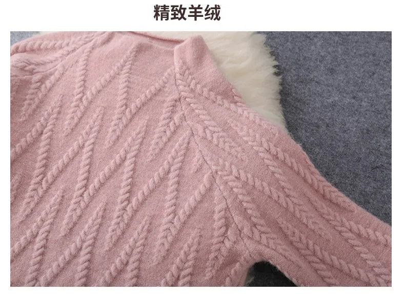 Women Tracksuit Thick Sweater Autumn Winter Knitted Two Piece Set Top+Knitted wide leg Pant Warm Sweater Elastic Trousers Suits Aviola