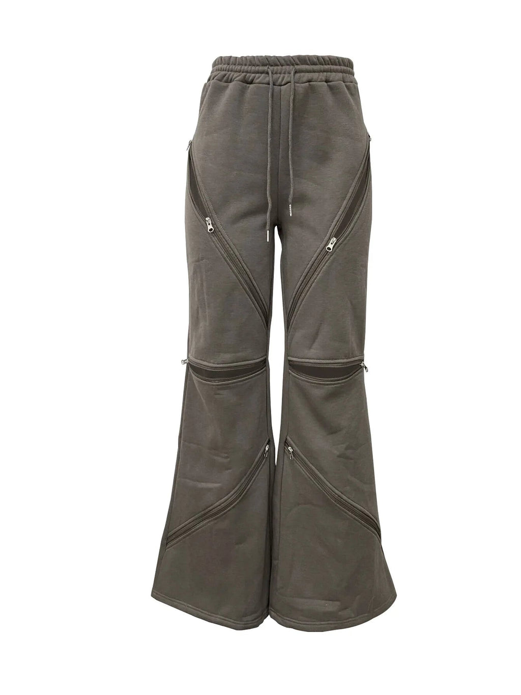 Women Boot Cut Pants Mid Waist Zipper Trousers Drawstring Pant Casual Office Lady Loose Long 2025 Summer Capris Y2k Streetwear Aviola