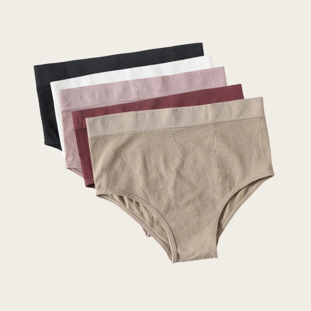 5Pcs/Set Sexy Panties Women Comfort Briefs Soft Intimate High Rise Panty Female Lingerie Solid Color Underpants M-XL Aviola