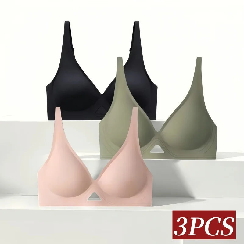 3pcs/Lot Seamless Bras for Women Push Up Brasiere Deep V Bralette Comfort Nonwire Underwear Female Invisible Bra Sexy Lingerie Aviola