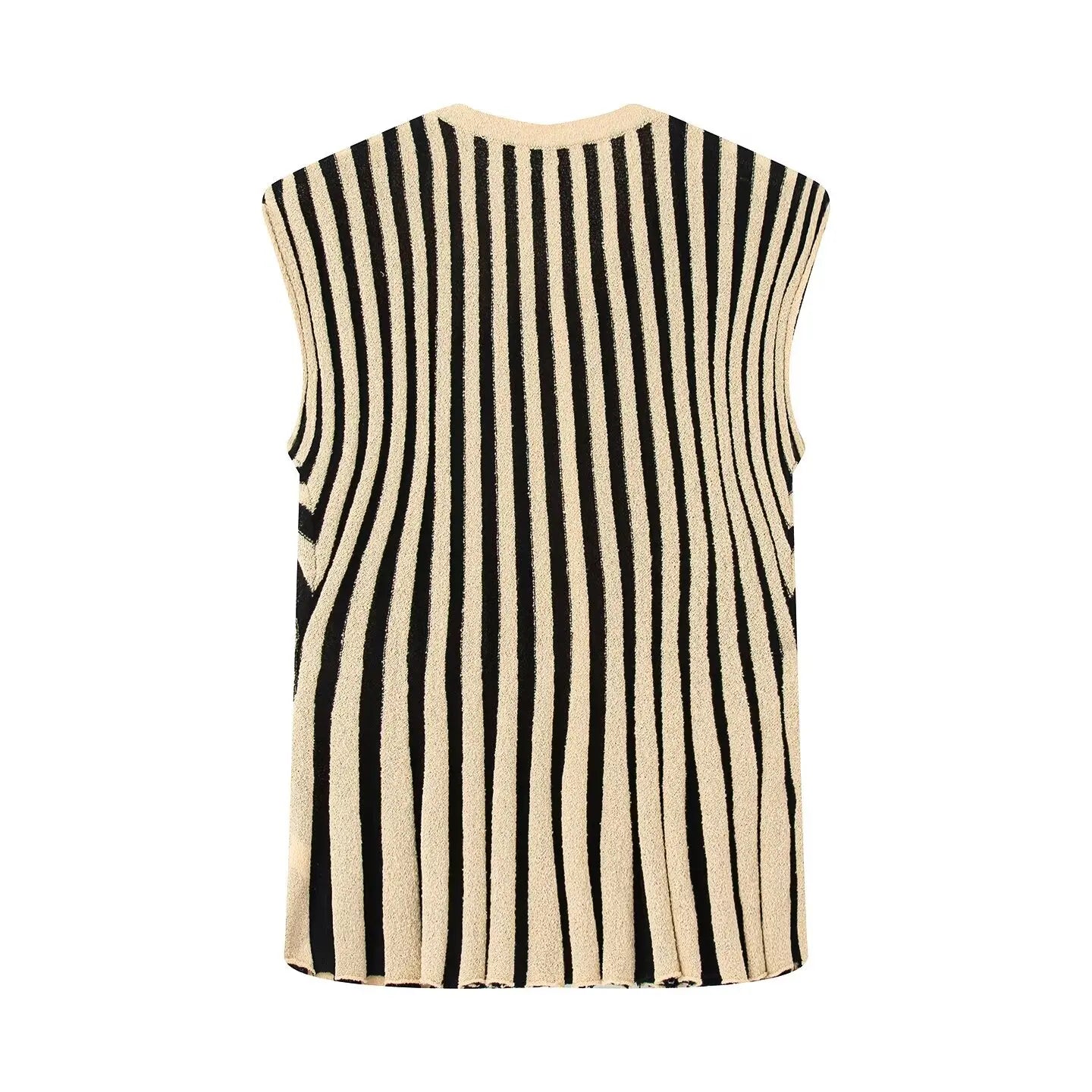 UNIZERA Casual Chic Suit Striped Drop Shoulder Sleeveless Knit Top + High Waist Pants 2025 Summer New Arrivals Women's Clothing Aviola