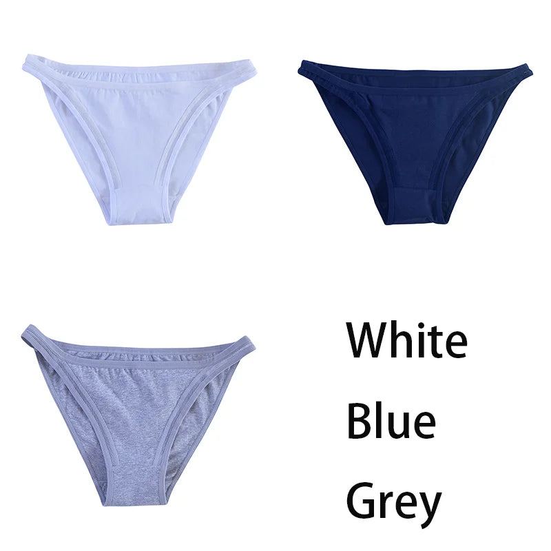 3Pcs/set Women Cotton Panties Female Mesh Underpants Solid Color Bikini Briefs Underwear Ladies Sexy Panty Girls Lingerie Aviola