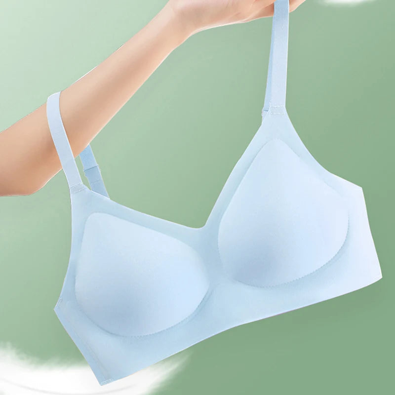 Latex Seamless Women Bras Wireless Comfortable Sports Bra Nylon Fabric One-piece Small Bust Gathered Bralette Female Underwear Aviola