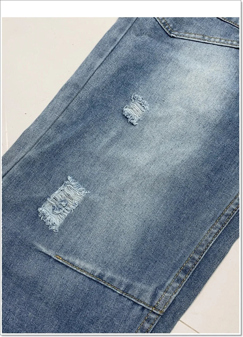 Denim Pant Women Jeans Long Pants Slim Club High Waist Straight Trousers Y2k Streetwear Elegant Causal Splice Work Hole 2025 Aviola
