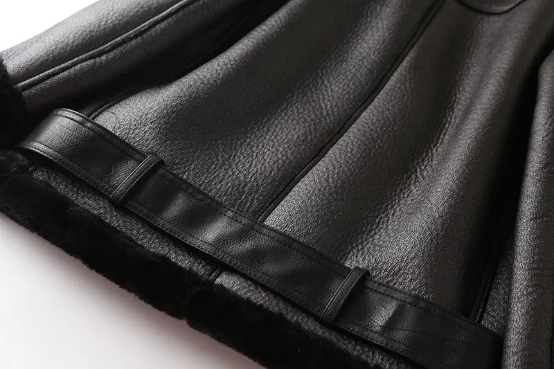 RARF The new  women's jacket with extra thick warm and extra thick lamb feather rider jacket with artificial fur Aviola