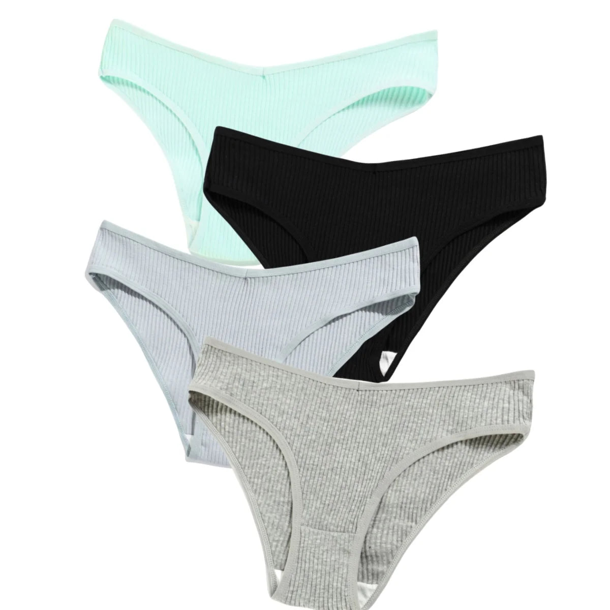 4Pcs/Set Seamless Panties Cotton Briefs Low Waist Bikini Panty Sports Underwear Breathable Solid Color Ribbed Underpants Aviola