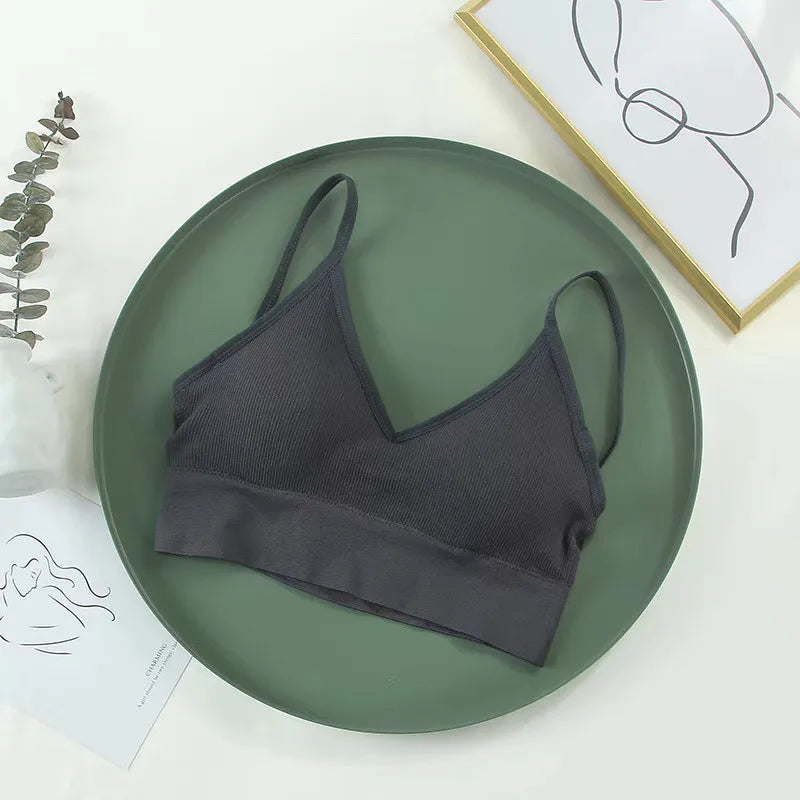 Women Crop Top Solid Color Tube Top Seamless Bra Sports Sexy Lingerie Active Bra Tops Underwear With Removable Pads Aviola