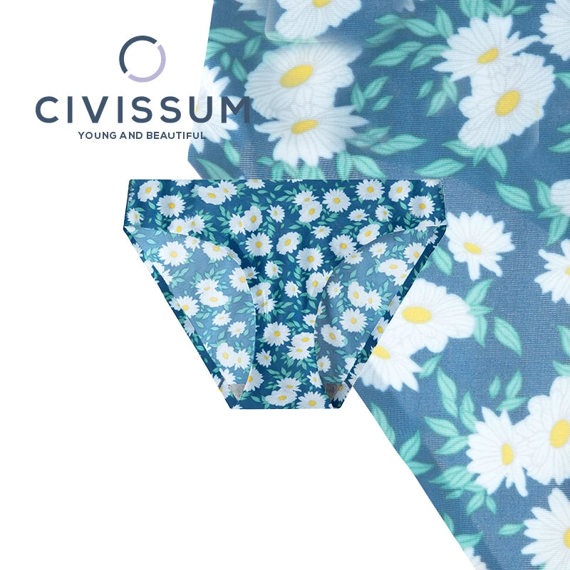 Woman Seamless Panties Women Ice Silk Underwear Printed Female Underpants Big Size Sexy Underwear Girls Briefs NK2153 Aviola