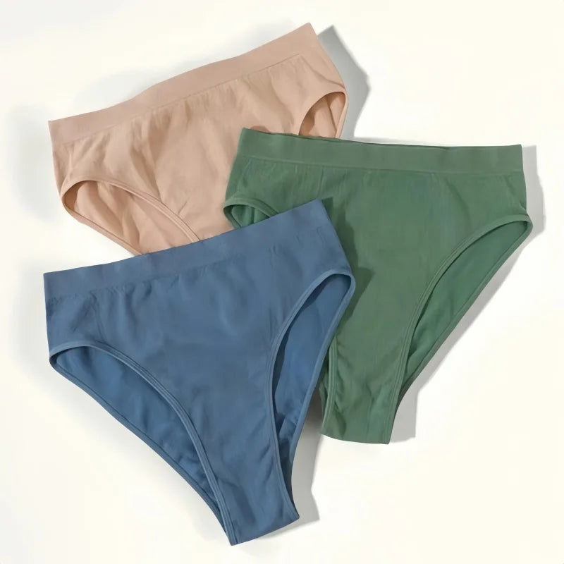 3Pcs/Set Seamless Panties Women High Waist Briefs High Cut Sports Bottom Underwear Female Stretch Rib Underpants Sexy Lingerie Aviola