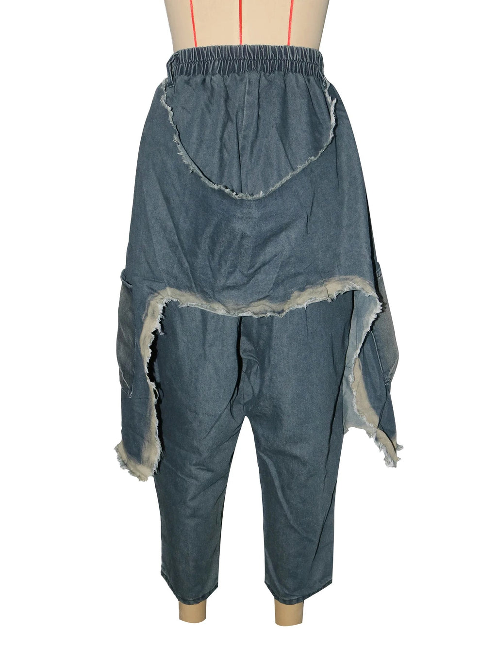 Jeans Women Harem Pants Hole Elastic Waist Tassels Washed Denim Pants Punk Y2k Streetwear 2025 Ripped Ankle Length Trousers Aviola