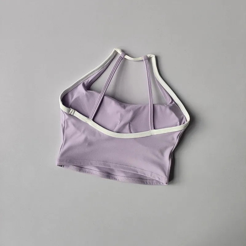 Women's Beauty Back Sports Bra Shockproof Fixed Pad Yoga Bras Running Underwear Training Color Block Fitness Vest Gym Tops Aviola