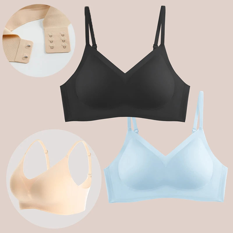Latex Seamless Women Bras Wireless Comfortable Sports Bra Nylon Fabric One-piece Small Bust Gathered Bralette Female Underwear Aviola