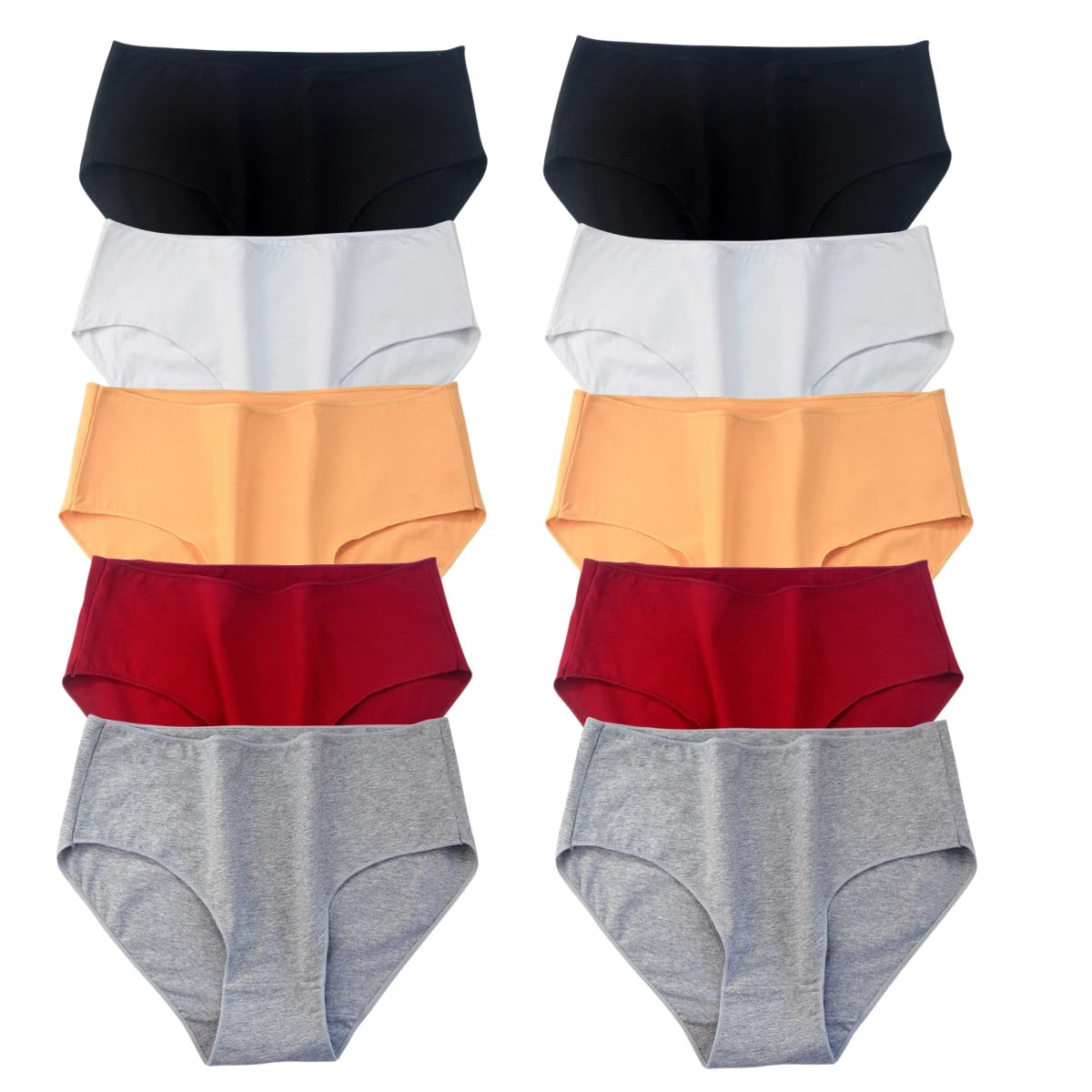 10Pcs/Set Cotton Panties Women Comfort Briefs Female High Waist Underwear Underpants Solid Color Intimates M-2XL Aviola