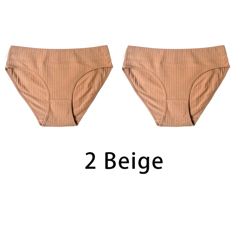 2PCS/Set Women Plus Size Seamless Cotton Panties Daily Underwear Sexy Female Rib Underpants Girls Comfort Briefs Lingerie 835 Aviola