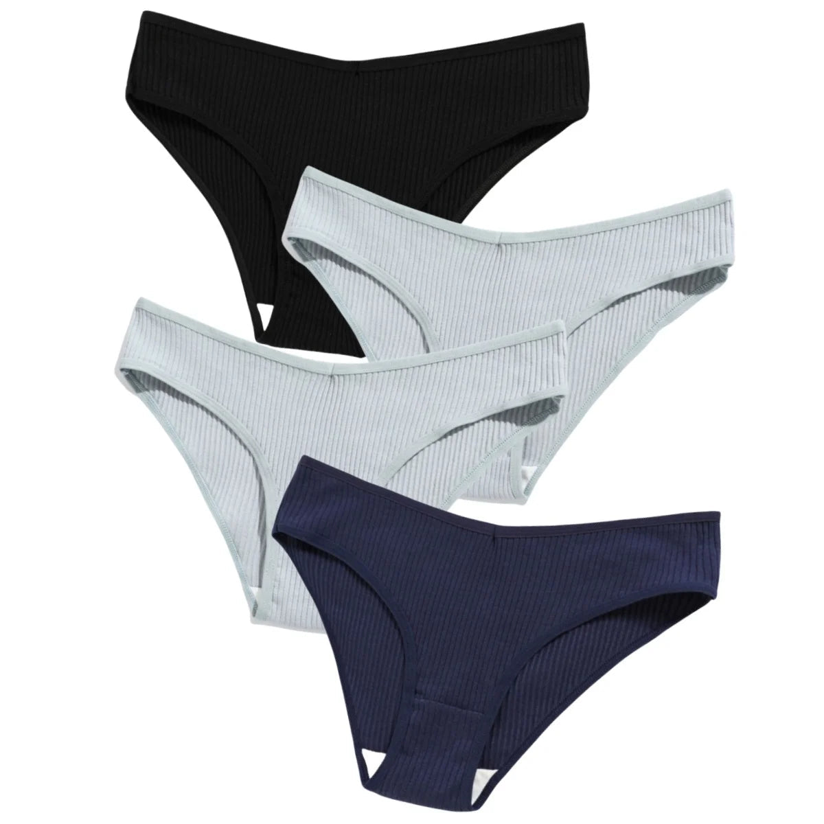 4Pcs/Set Seamless Panties Cotton Briefs Low Waist Bikini Panty Sports Underwear Breathable Solid Color Ribbed Underpants Aviola