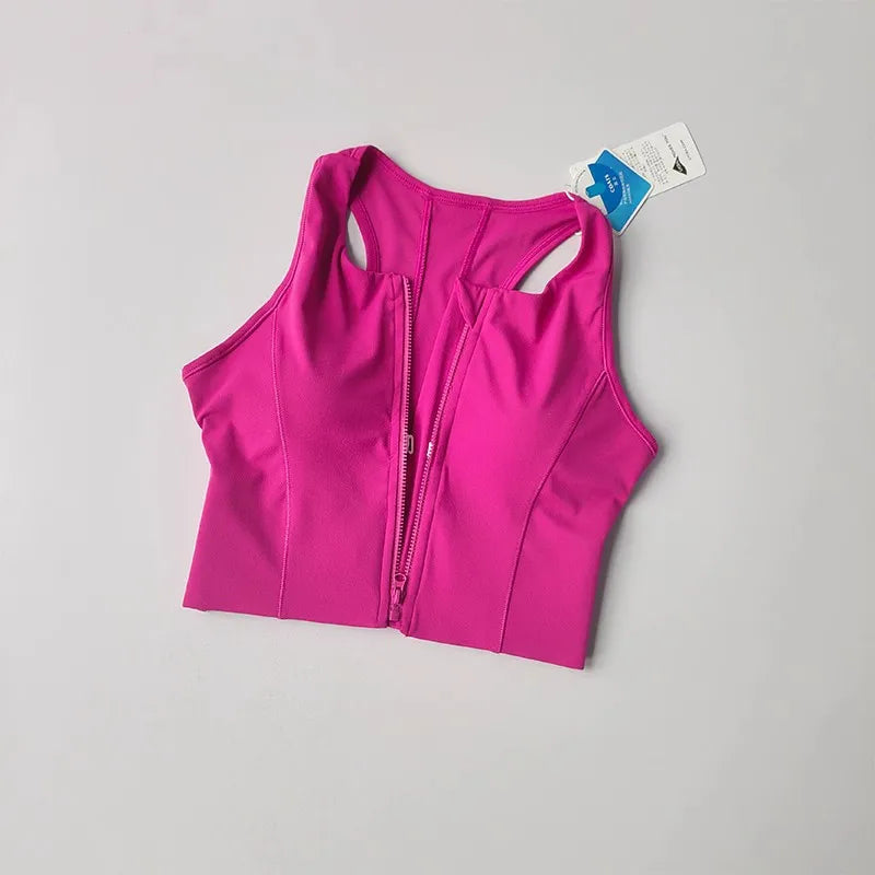 Women's High Impact Sports Bra Top Front Zipper Breathable Shockproof Fitness Vest for Running Gym Wear Yoga Brassiere Aviola