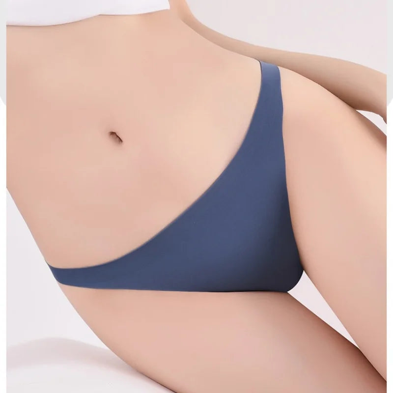 5Pcs/Set Seamless Briefs Ice Silk Panties Women Sexy Underwear Low Waist Underpants Female Solid Color Ultra-thin Lingerie Aviola