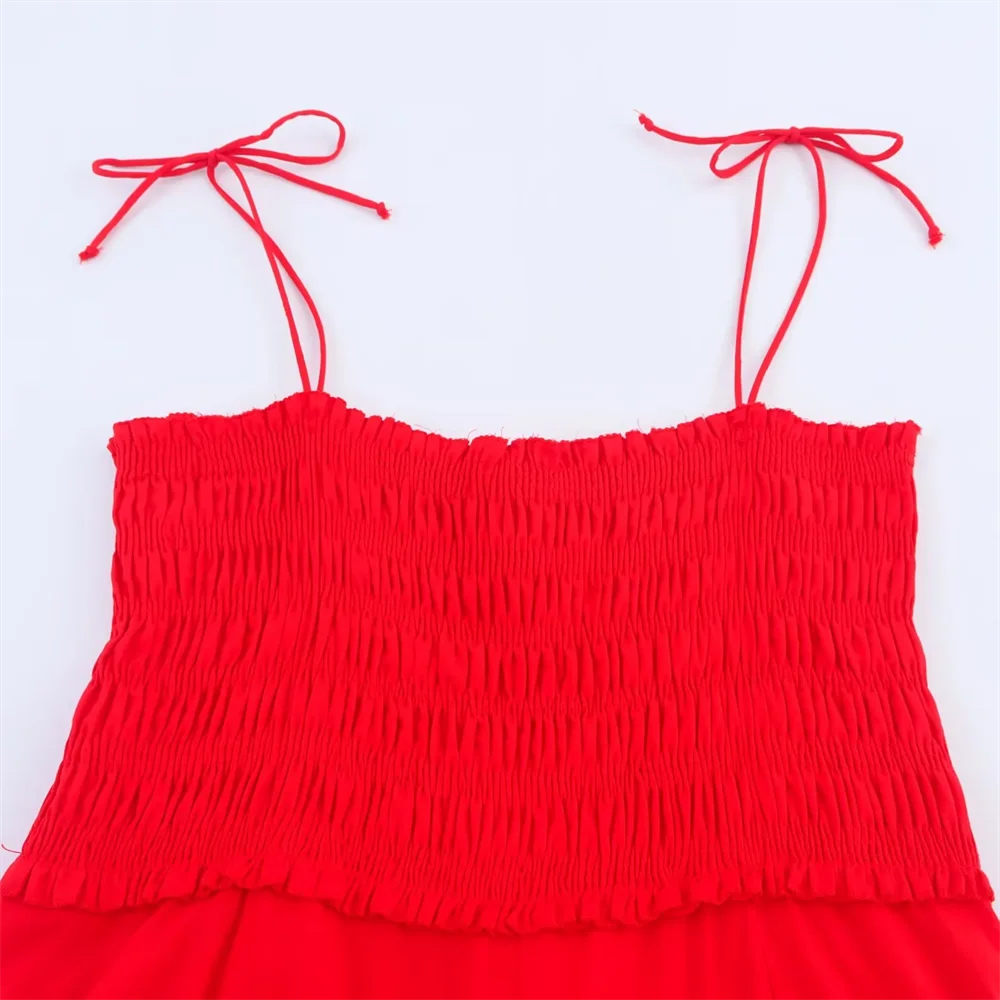 BM&MD&ZA2025holiday style sweet simple splicing sling dress loose long skirt summer women's clothing Aviola