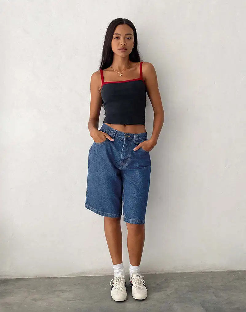 Denim Pant Women Wide Leg Jeans Calf Length Pants High Waist Straight Trousers Y2k Streetwear Mom Jeans Casual Loose Summer Aviola