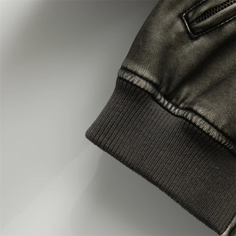 RARF Women Washed Leather Loose Jacket Vintage Stand Collar Gradient Zipper Short Coat Spring Lady Locomotive Style Chic Coat Aviola