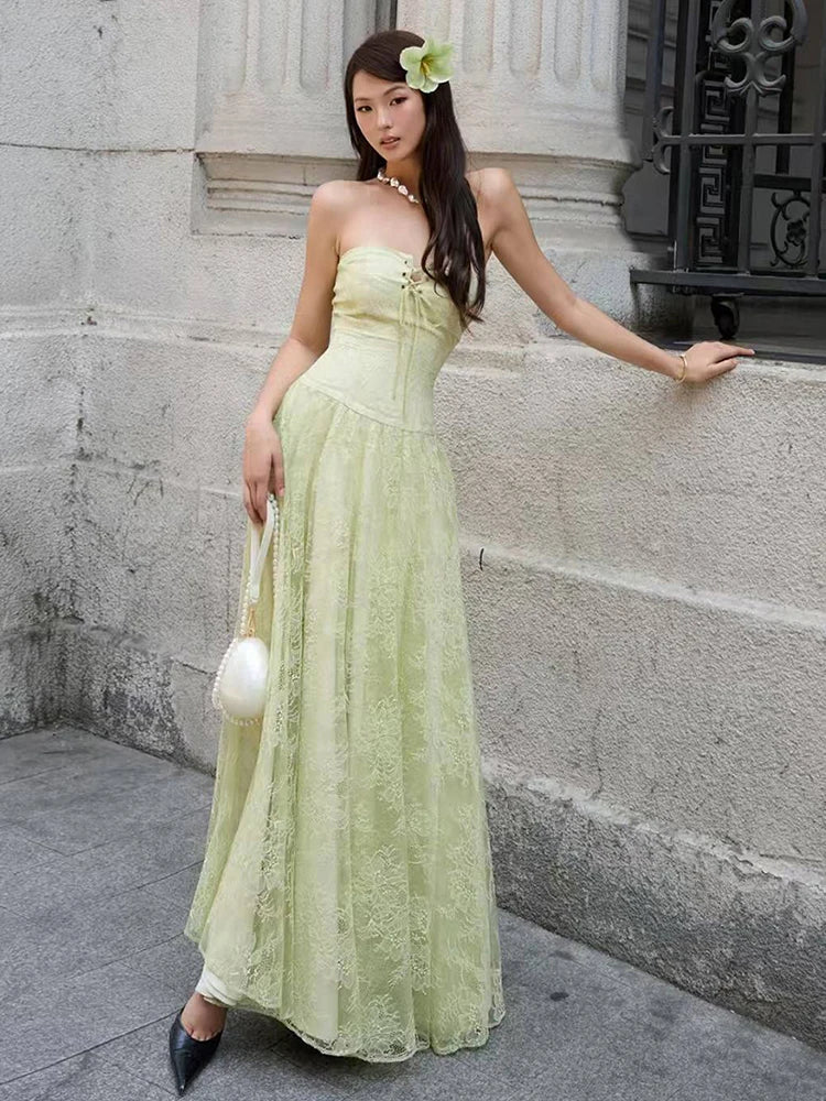 Nibber Patchwork Jacquard Maxi Dress Women Bandage Cross  Wrap Backless Sleeveless Elegant Temperament Party Vacation Vestidos Aviola