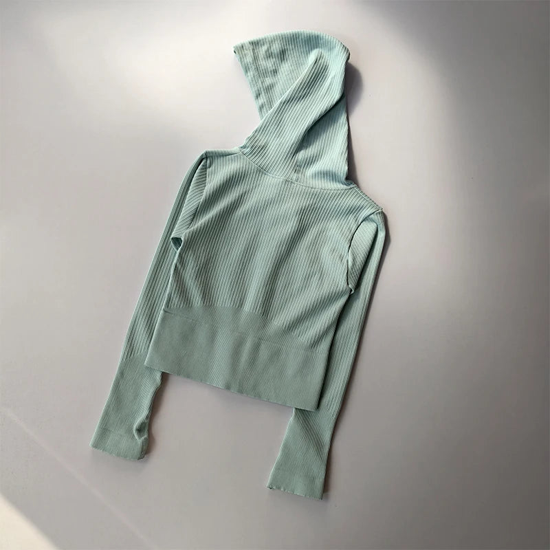 2024 New Hooded Tight Fitting Sports Jacket for Women's Running Training Yoga Suit Long Sleeved Zipper Yoga Jacket Running Top Aviola