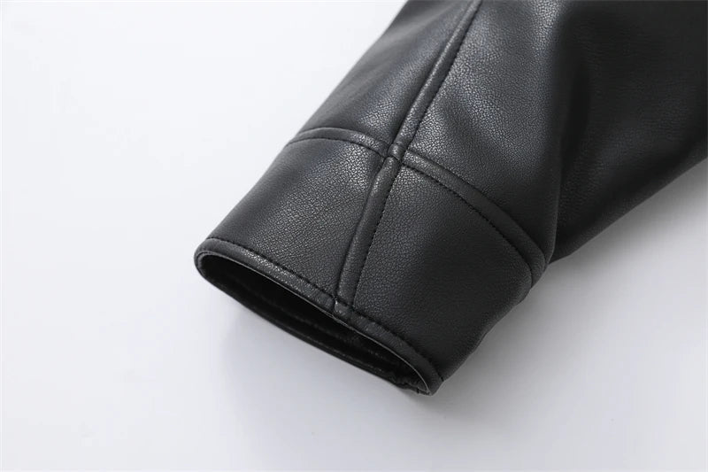 Chaqueta de cuero lavado con cinturón para mujer, abrigo corto con cremallera degradada y cuello vuelto Vintage, chaqueta elegan Aviola