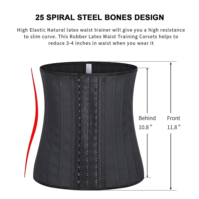 25 bones Corset Waist Trainer Latex Body Shapewear Women Tummy Shaper Belly Sheath Sllimming Belt Modeling Strap Weight Loss Aviola