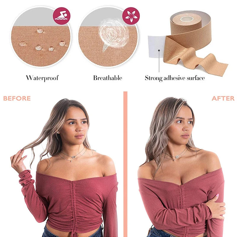 1 Roll 5M Boob Tape Push Up Bras For Women Free To Cut Large Chest Stickers Breast Lifting Up Tape Self Adhesive Invisible Bra Aviola