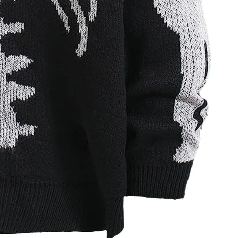 Autumn Winter Knit Sweater Coat 2023 Halloween Skull Knitted Cardigan Women Loose Female V Neck Coat Long Sleeve Tops Jacket Aviola