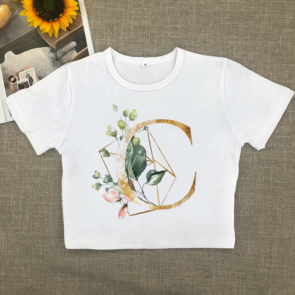 2024 Europe and the United States new printed art letter short sleeve women with street women T-shirt Y2K Aviola