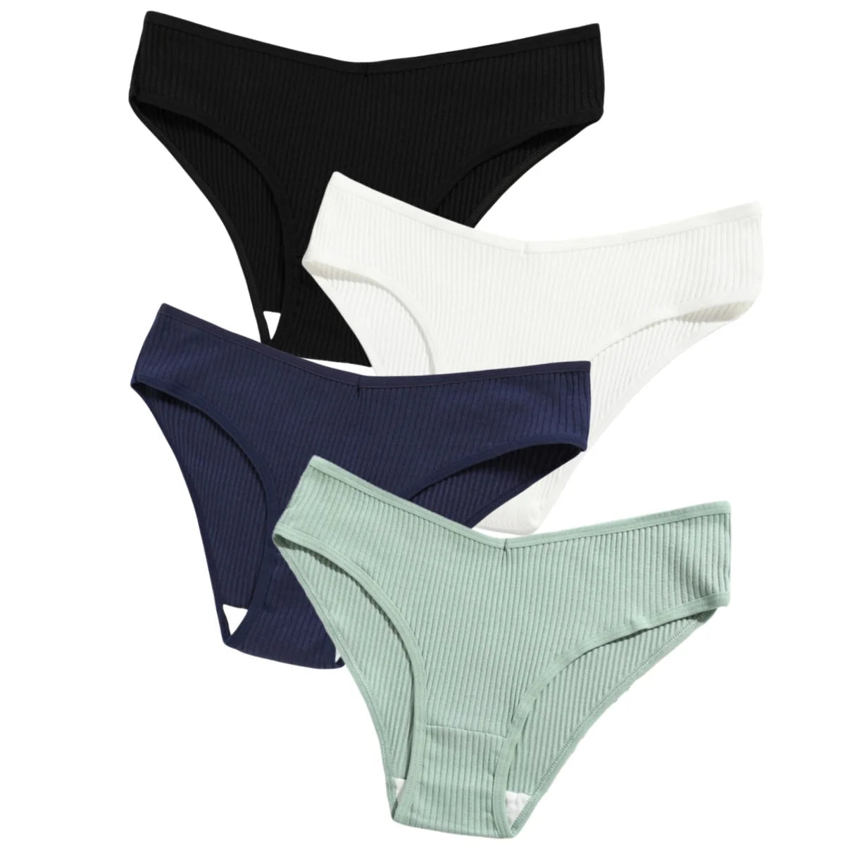 4Pcs/Set Seamless Panties Cotton Briefs Low Waist Bikini Panty Sports Underwear Breathable Solid Color Ribbed Underpants Aviola