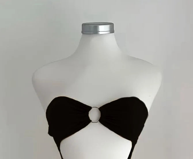 The 2025 summer new solid color sleeveless sexy strapless cutout long dress from Europe and America Aviola