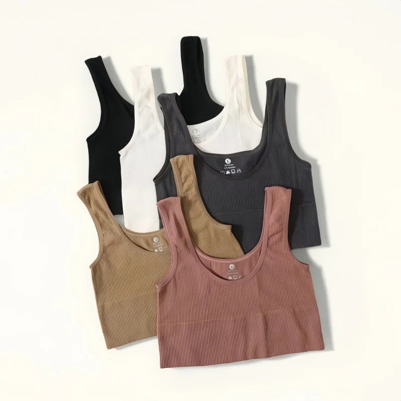 Seamless Bras For Women Streetwear Rib Sports Tank Top Sexy Lingerie No Pads Crop Top Female Fitness Underwear Aviola