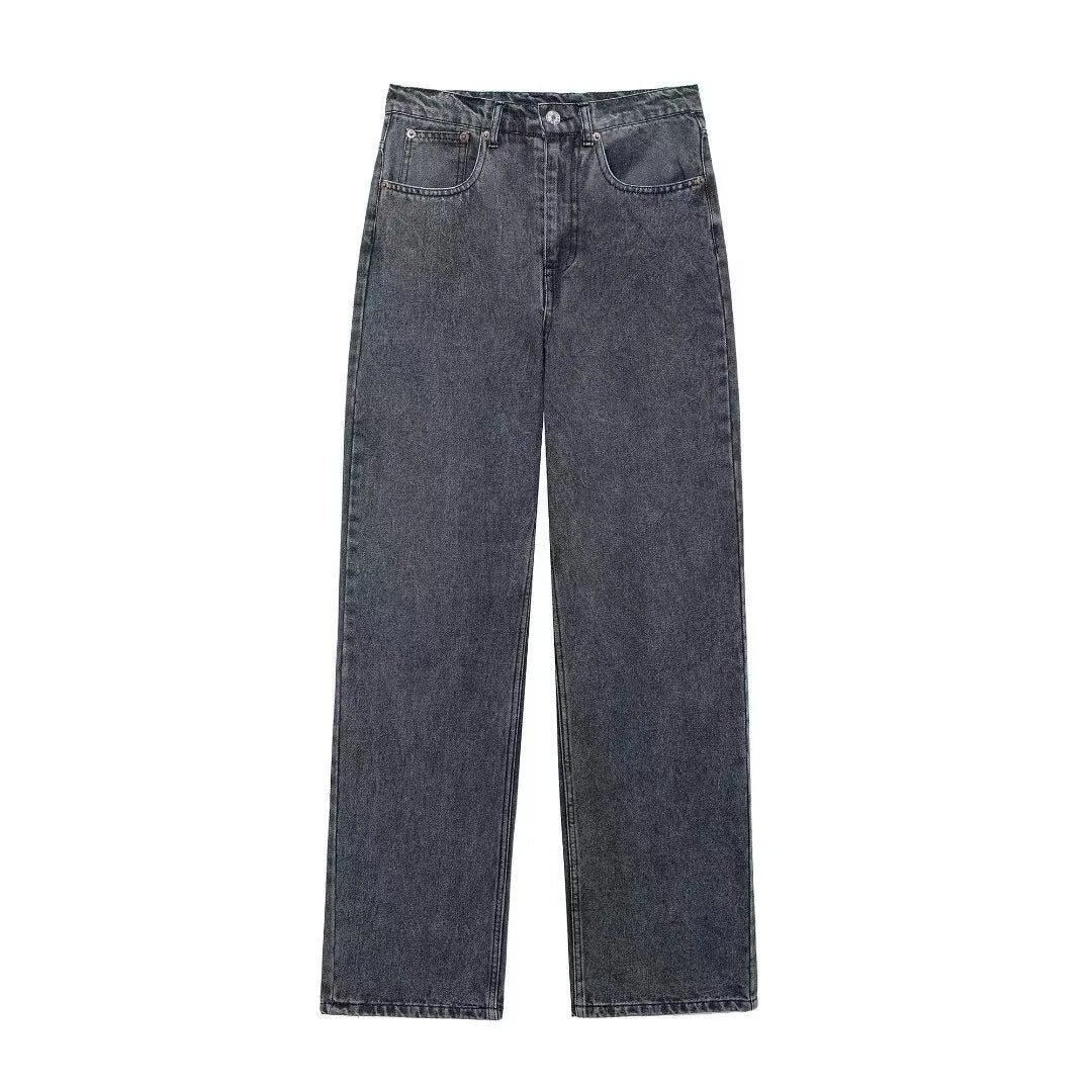 Jeans Women Denim Pant Straight Trousers Wide Leg Long Pants High Waist Y2k Streetwear Casual Mom Jeans Splice Elegant Work Aviola